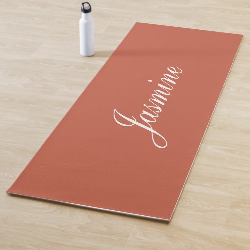 Elegant Terracotta Personalized Name Yoga Mat