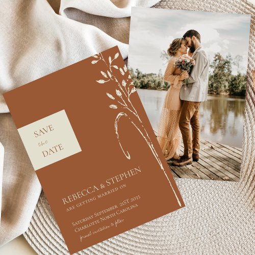 Elegant Terracotta   photo save the date  Invitation