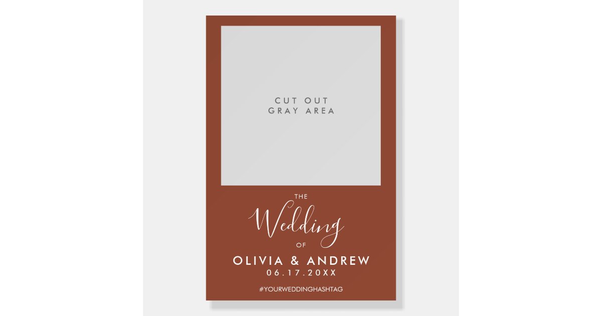 Elegant Terracotta Prop Wedding Selfie Photo Frame Foam Board Zazzle