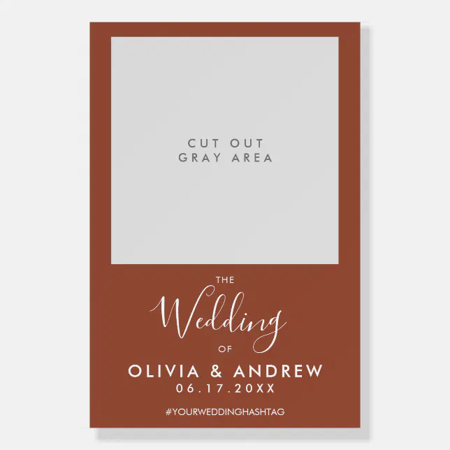 Elegant Terracotta Prop Wedding Selfie Photo Frame Foam Board Zazzle