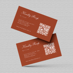 Elegant Terracotta RSVP QR Code Wedding Enclosure Card
