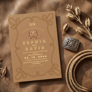 Elegant Terracotta Rustic Western Wedding  Invitation