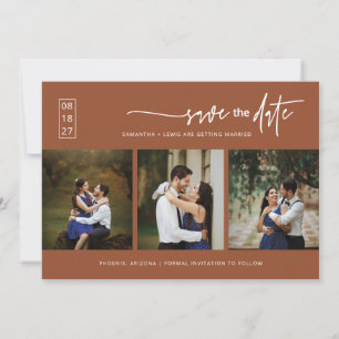 Elegant Terracotta Save the Date QR Code Photo Invitation