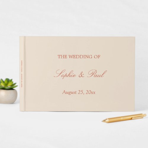 Elegant Terracotta Script Wedding Guest Book