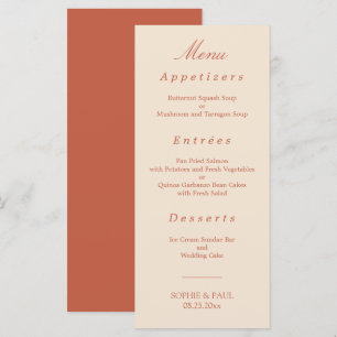 Elegant Terracotta Script Wedding Menu