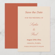 Elegant Terracotta Script Wedding Save the Date
