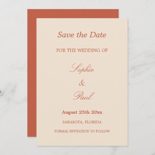 Elegant Terracotta Script Wedding Save the Date