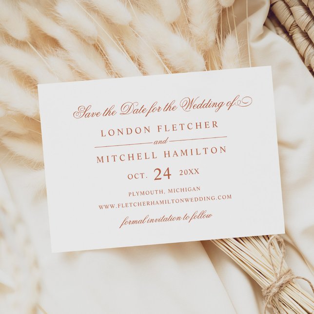 Elegant Terracotta Script Wedding Save The Date (Creator Uploaded)