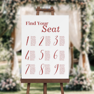 Elegant Terracotta Script Wedding Seating Chart Foam Board