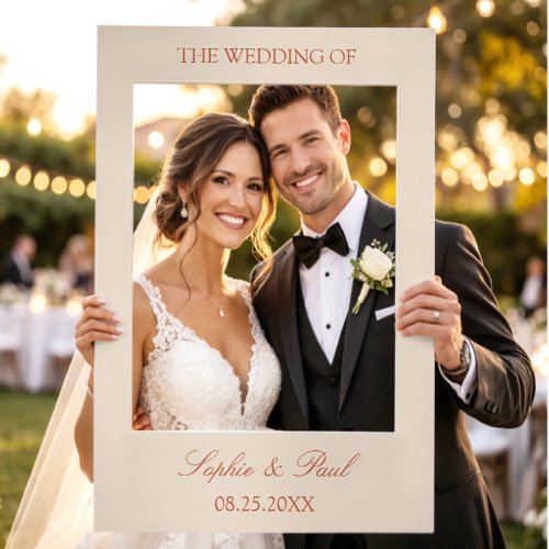 Elegant Terracotta Script Wedding Selfie Frame