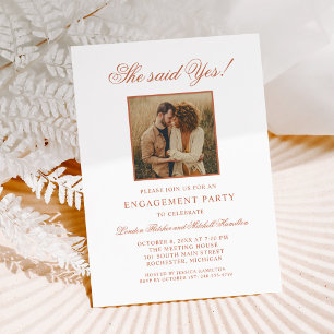 Elegant Terracotta She Said Yes Photo Invitation