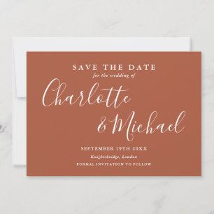 Elegant Terracotta Signature Script Photo Save The Date