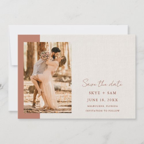 Elegant Terracotta Simple Photo Wedding Save The Date