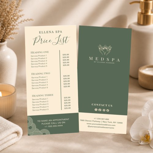 Elegant Terracotta Spa Esthetician Price List Menu