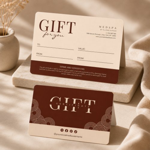 Elegant Terracotta Spa Salon Esthetician Gift Card