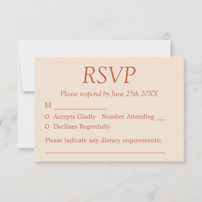 Elegant Terracotta Straw Beige Wedding RSVP Card (Front)