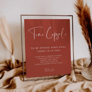 Elegant Terracotta Time capsule 1st Birthday sign