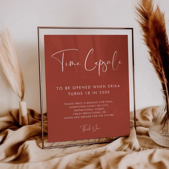 Elegant Terracotta Time capsule 1st Birthday sign (Creator Uploaded)