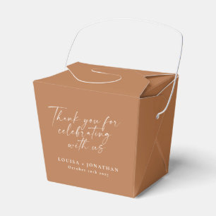 Elegant Terracotta Trendy Script Custom Thank You Favor Boxes