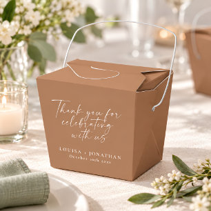 Elegant Terracotta Trendy Script Custom Thank You Favor Boxes
