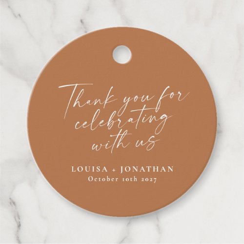 Elegant Terracotta Trendy Script Custom Thank You  Favor Tags