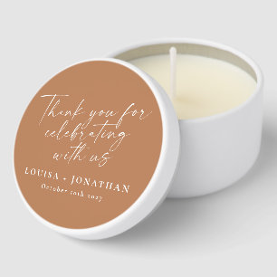 Elegant Terracotta Trendy Script Custom Thank You Mini Candle Favors