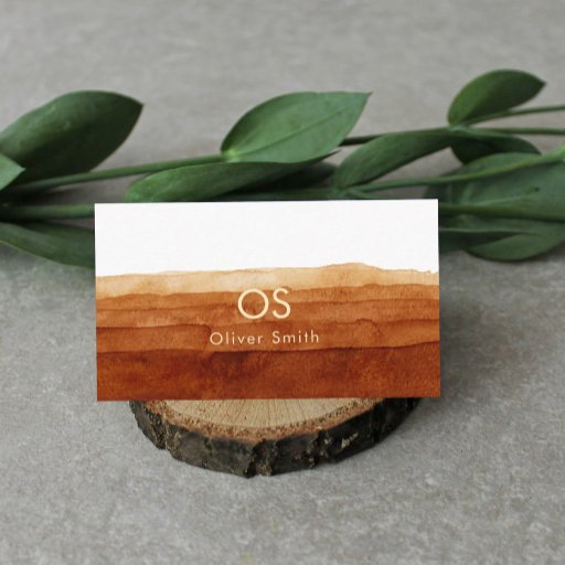 Customizable Elegant Terracotta Watercolor Abstract Desert  Business Card