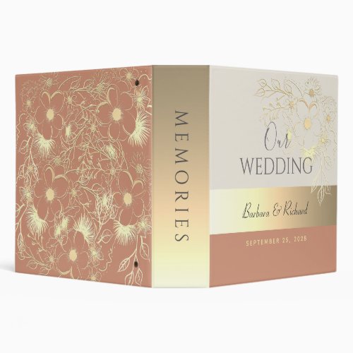 Elegant Terracotta Wedding Album 3 Ring Binder