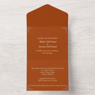 Elegant Terracotta Wedding - Customize with RSVP All In One Invitation