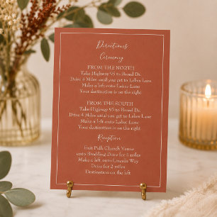 Elegant Terracotta Wedding Directions Enclosure Card