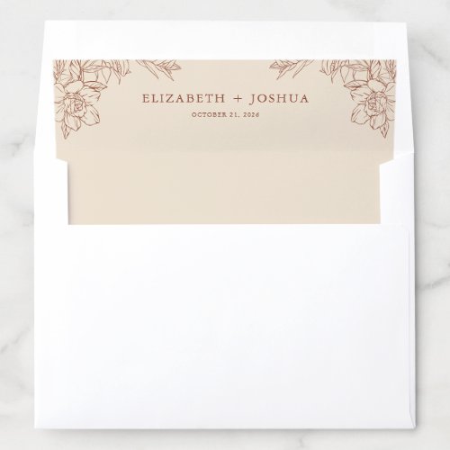 Elegant Terracotta Wedding Envelope Liner