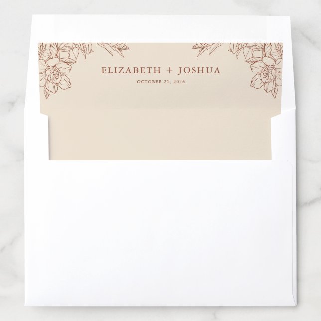 Elegant Terracotta Wedding Envelope Liner (In Envelope)