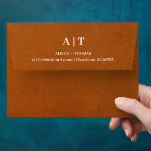 Elegant Terracotta Wedding Envelope Warm Autumn