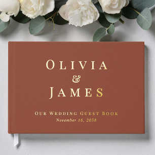 Elegant Terracotta Wedding Foil Guest Book