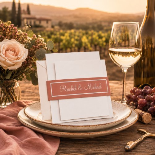 Elegant Terracotta Wedding  Invitation Belly Band