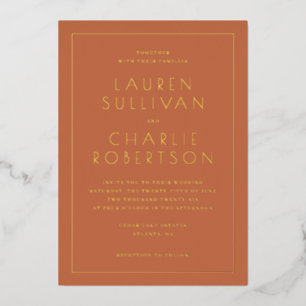 Elegant Terracotta Wedding Invitation Foil Invitation