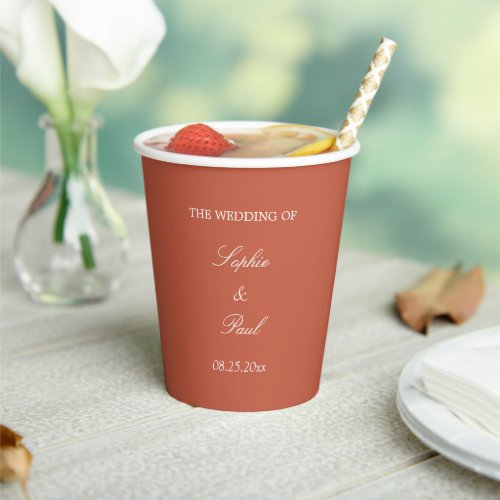 Elegant Terracotta Wedding Paper Cups