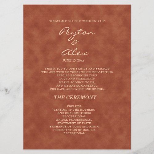 Elegant Terracotta Wedding Program 