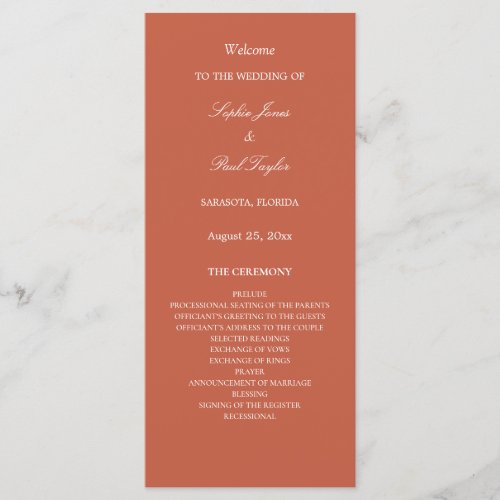 Elegant Terracotta Wedding Program