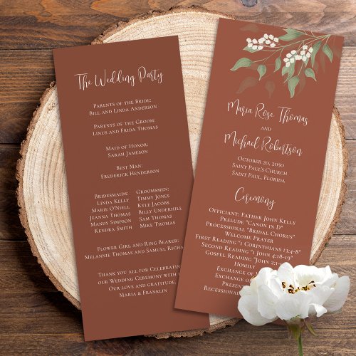 Elegant Terracotta Wedding Program Floral