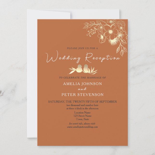 Elegant Terracotta Wedding Reception Invitation (Front)