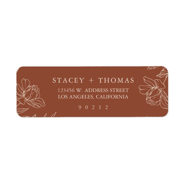Elegant Terracotta Wedding Return Address Label (Front)