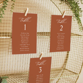 Elegant Terracotta Wedding Seating Chart Cards