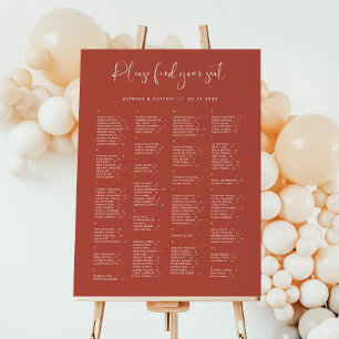 Elegant Terracotta Wedding Seating Chart Sign