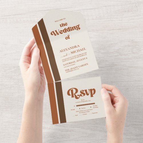 Elegant Terracotta Whimsical Wedding All In One Invitation