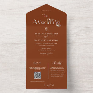 Elegant Terracotta Whimsical Wedding  All In One Invitation