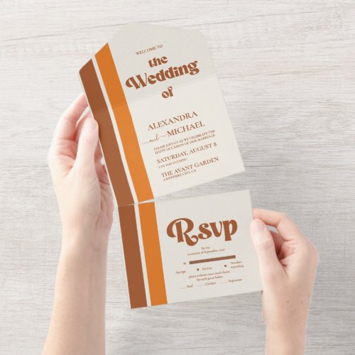 Elegant Terracotta Whimsical Wedding  All In One Invitation