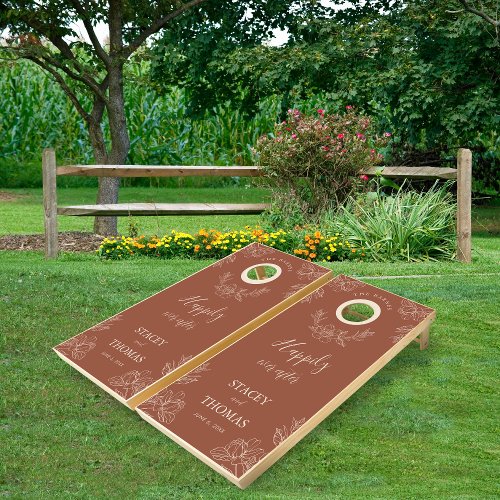 Elegant Terracotta Whimsical Wedding Cornhole Set