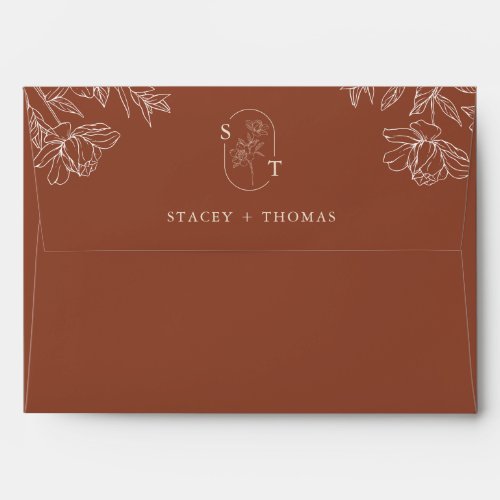 Elegant Terracotta Whimsical Wedding Envelope