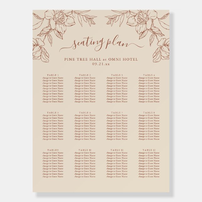 Elegant Terracotta Whimsical Wedding Foam Board (Front)